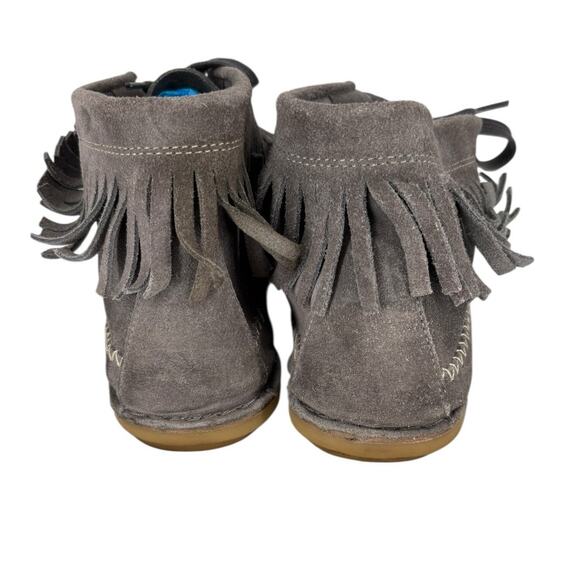 Gudrun Sjoden Suede Boots Moccasins Fringe Size 40 US 9.5 Gray Boho Hippie - Picture 10 of 15